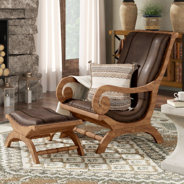 Rustic leather store accent chair